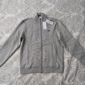Lacoste Full Zip Track Top Cotton Blend Fleece Cardigan in Grey - SH1559-51/9YA